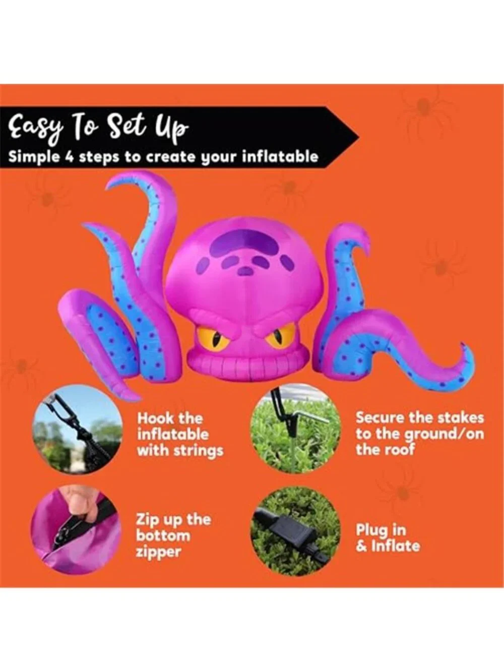 JOYIN 10FT Long Halloween Inflatable Octopus Decoration Octopus with Tentacles